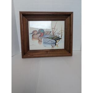 Duck Print by Gregory F. Messier Bird 13x11 Hanging Wall Decor Wood Frame